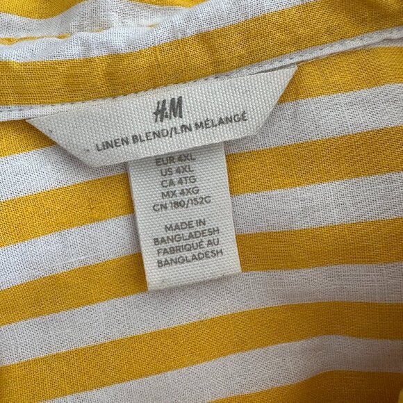 Yellow Stripe Linen Blend Button Down | H&M | 4X - Picture 4 of 5